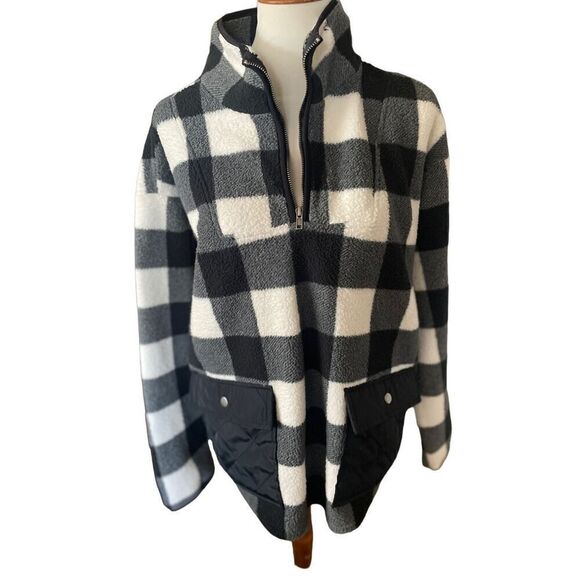 Como Vintage Black and White Checkered Half Zip Mock Collar Pullover Size XL - Picture 8 of 12